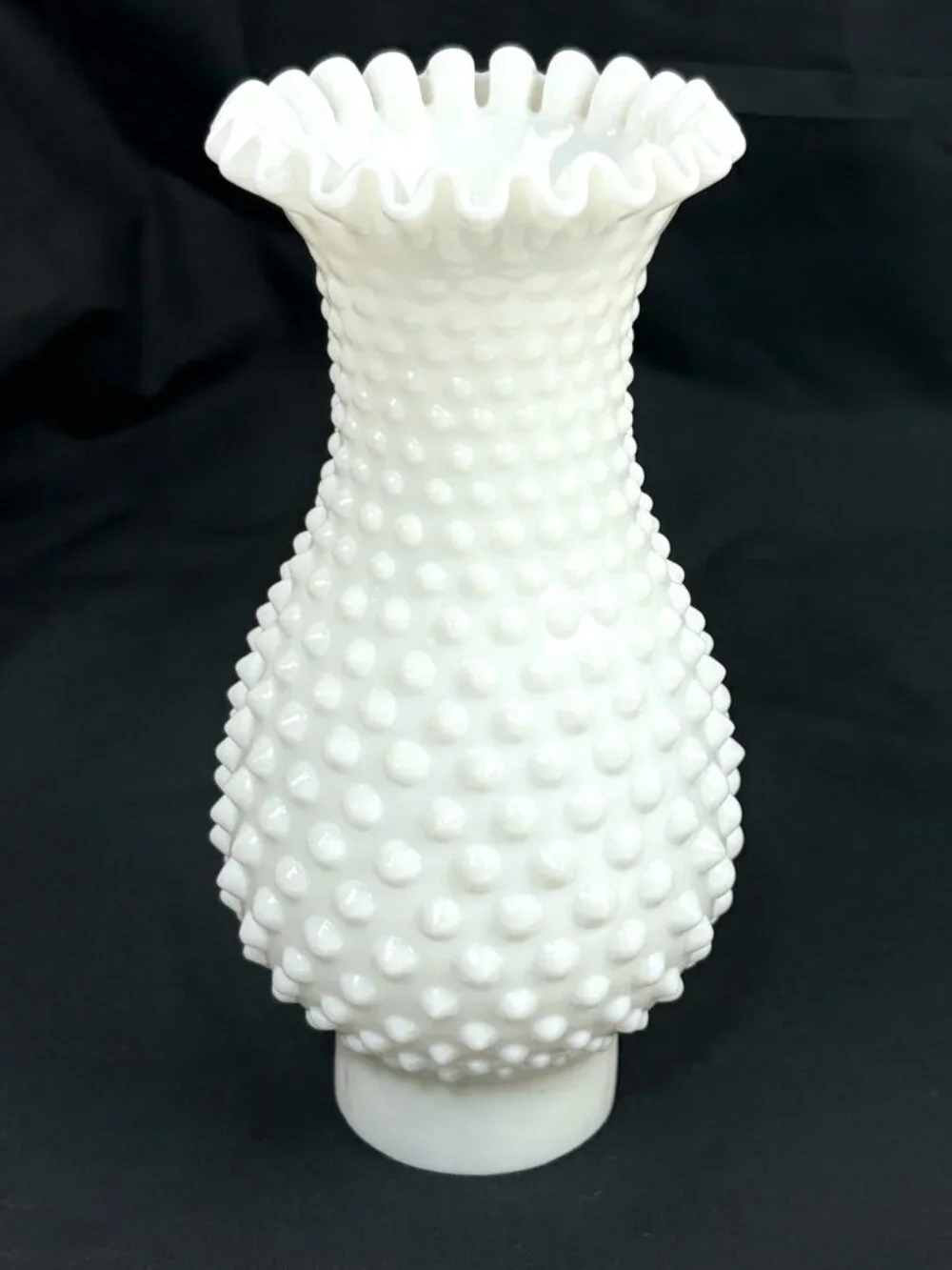 Two Vintage Fenton White Milk Glass Hobnail Lamp Chimney Shade 7.5